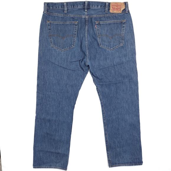 Levis 501 Jeans Mens 42x31 Dark Blue Wash Straight Leg Button Fly High Rise EUC - Picture 7 of 8